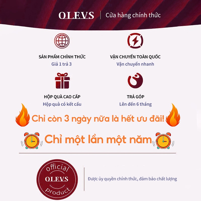OLEVS Đồng hồ Nữ Thạch anh Dây đeo đồng hồ bằng thép không gỉ Lịch Thật Chống thấm nước Quà 5889