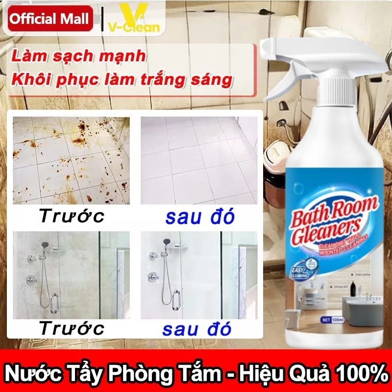 Tẩy cặn canxi, Chất tẩy rửa đa năng phòng tắm 500ML/gạch/kính/bồn tắm/chậu rửa - Dung dịch tẩy cặn canxi