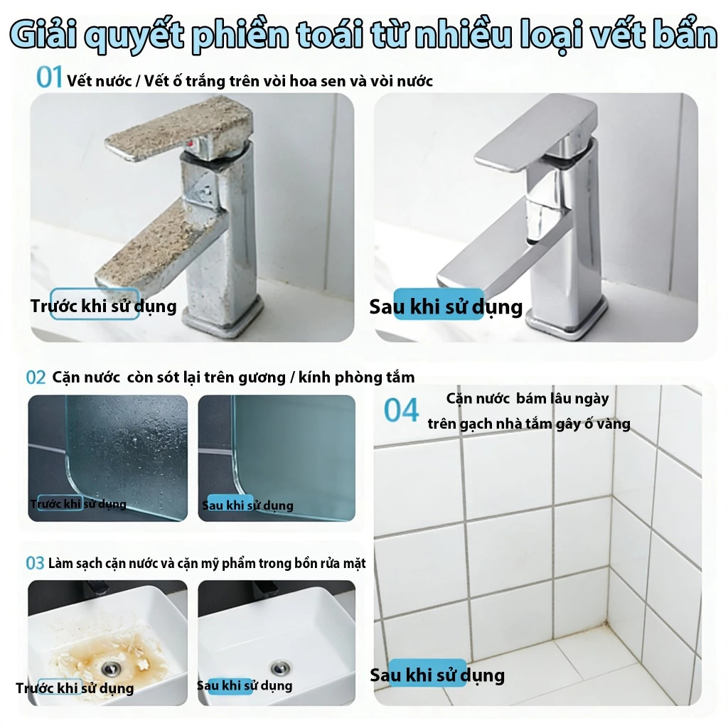 Tẩy cặn canxi, Chất tẩy rửa đa năng phòng tắm 500ML/gạch/kính/bồn tắm/chậu rửa - Dung dịch tẩy cặn canxi