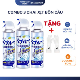 3 Chai Xịt Tẩy Rửa Bồn Cầu YATASMART Bọt Tuyết Nano Nhật Bản Tẩy Rửa Mọi Vết Bẩn 500ml (Tặng Đôi Găng Tay)