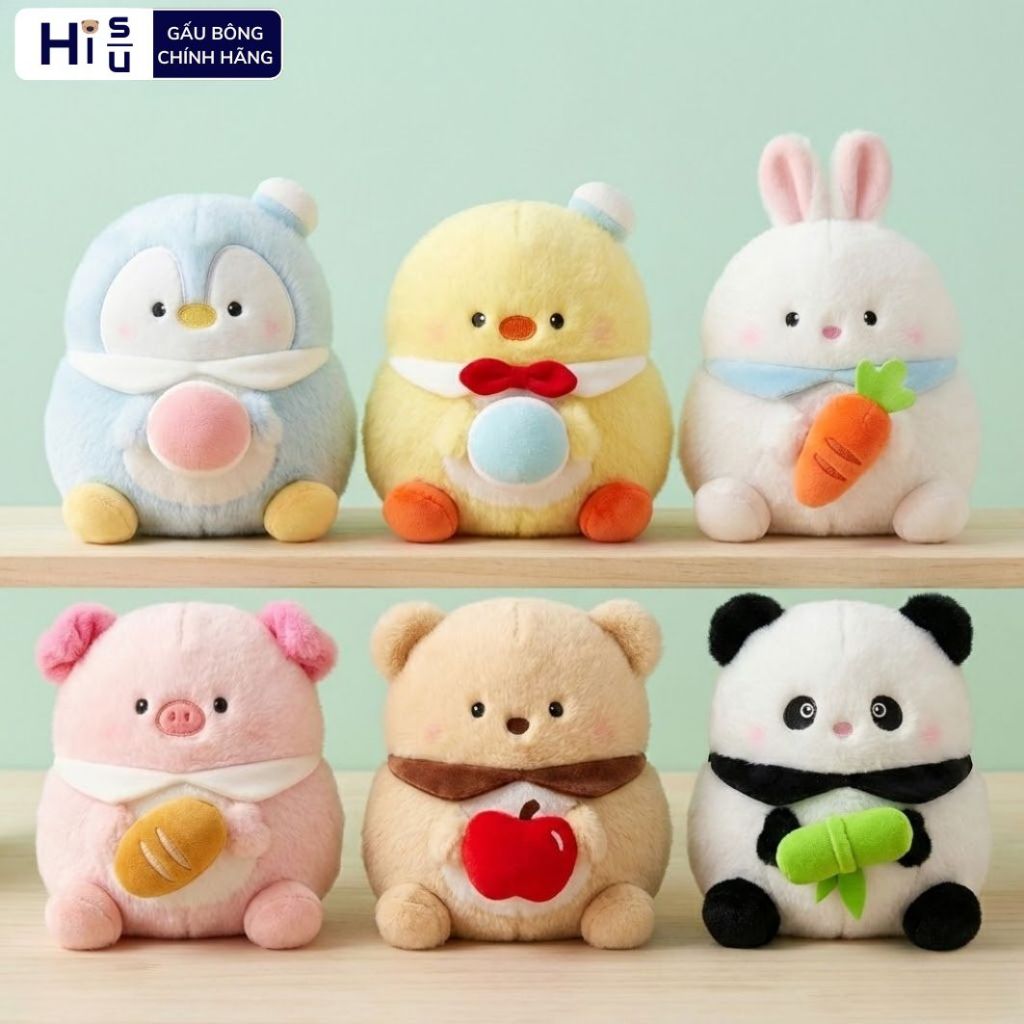 Gấu Bông Động Vật Béo Ôm Đồ Ăn Thỏ Heo Gấu Trúc Gà Chim Cánh Cụt Quà Tặng Sinh Nhật, Noel Cho Trẻ Em,Bạn Gái,Bé