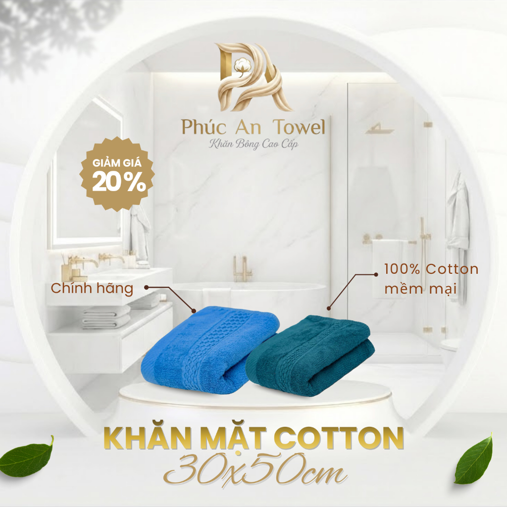 Khăn Mặt Cotton 100%, 30x50cm Mềm Mại, Thấm Hút Nhanh, An Toàn Cho Da