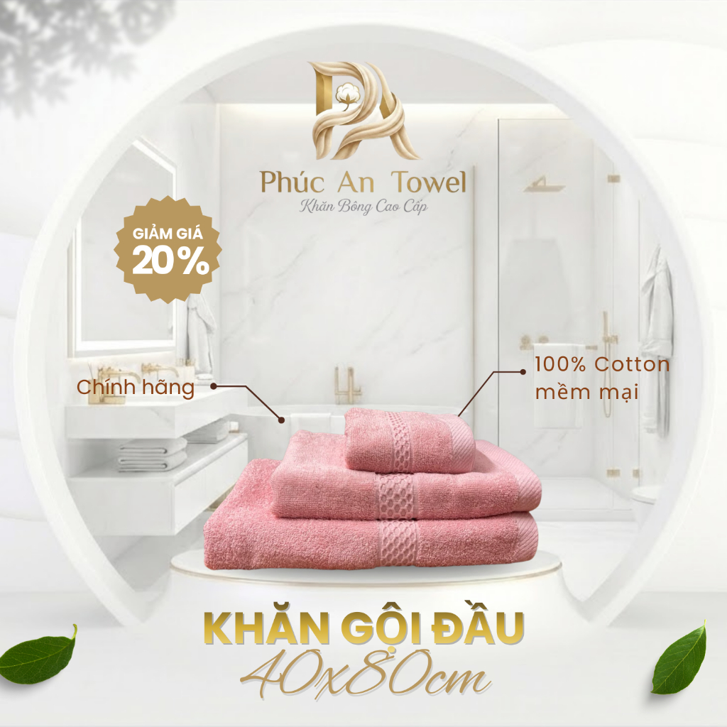 Khăn Gội Đầu Phúc An Towel 40x80cm 100% Cotton Cao Cấp, Khăn Quấn Tóc Mềm Mại Thấm Hút Nhanh, An Toàn Không Kích Ứng