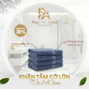 Khăn Tắm Cỡ Lớn Phúc An towel, 70x140cm, Cotton Cao Cấp, Mềm Mịn Thấm Hút, Không Ra Màu