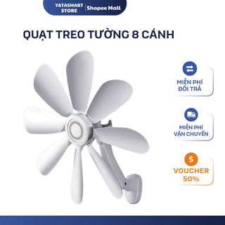 Quạt Treo Tường Mini YATASMART Không Cần Khoan Tường Lắp Đặt Dễ Dàng Điều Chỉnh Gió 360 Độ 5 Lá 8 Lá