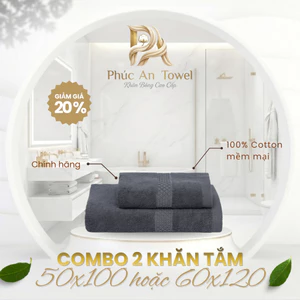 Combo 2 Khăn Tắm Cao Cấp, 50x100cm hoặc 60x120cm, Cotton 100%, Mềm Mại Thấm Hút, Khăn Tắm Toàn Thân
