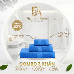Bộ 3 Khăn Tắm Gội Mặt, Cotton 100%, Mềm Mại Thấm Hút, Không Phai Màu, Dùng Cho Bé, Gia Đình