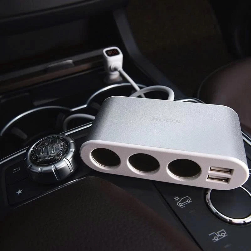 Bộ Chia Tẩu Sạc Ô Tô Hoco Z13 Với 3 Tẩu Sạc, 2 Cổng Sạc USB, Sạc Nhanh, An Toàn, Tiện Lợi Khi Dùng