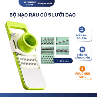 Bộ Nạo Rau Củ Quả Đa Năng 5 Lưỡi Dao Inox 304 Yatasmart – Dụng Cụ Bào Thái Rau Củ An Toàn Thực Phẩm