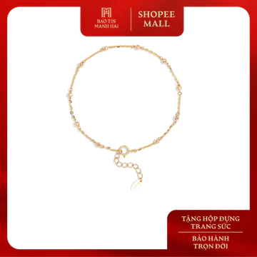 Lắc tay vàng 10K Bảo Tín Mạnh Hải gắn charm bi phay sang trọng phong cách Ý PYLTV10KD0-409006