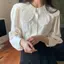 Áo sơ mi dài tay hoa, cổ điển Hàn Quốc, Áo kiểu nữ cổ sen ren – phong cách tiểu thư Hàn Quốc, đi học đi làm