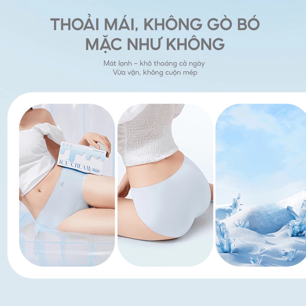 [SANTONY x HƯƠNG GIANG] Quần lót kem icecream chất tàng hình mát lạnh - kháng khuẩn 100a bảo vệ vùng kín