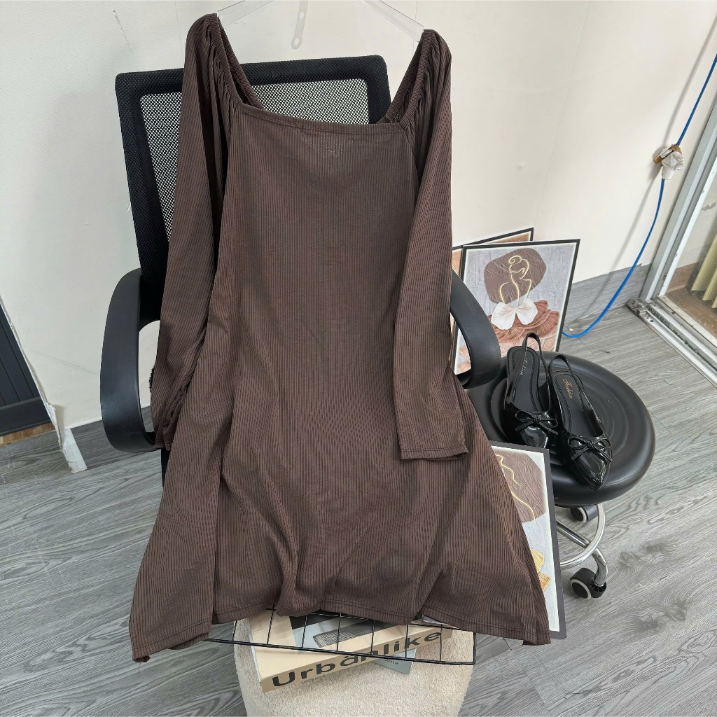 Đầm Tiểu Thư Nữ Bigsize Cổ Nữ Hoàng Tay Dài Đắp Vạt Chéo Ôm Body Chất Vải Gân Tăm Co Giãn G214