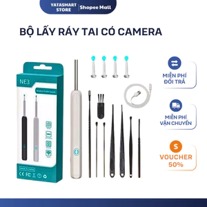 Dụng Cụ Lấy Ráy Tai Camera YATASMART 3IN1 có đèn LED, Nội Soi Tai Mũi Họng, Kết Nối Điện Thoại