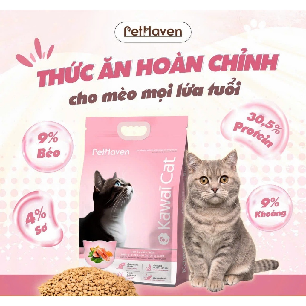 Hạt Cho Mèo Kawai Cat 1.5kg Vị Cá Hồi, Hỗ Trợ Giúp Hệ Tiêu Hóa Tiết Niệu Khỏe Mạnh, Giảm Búi Lông