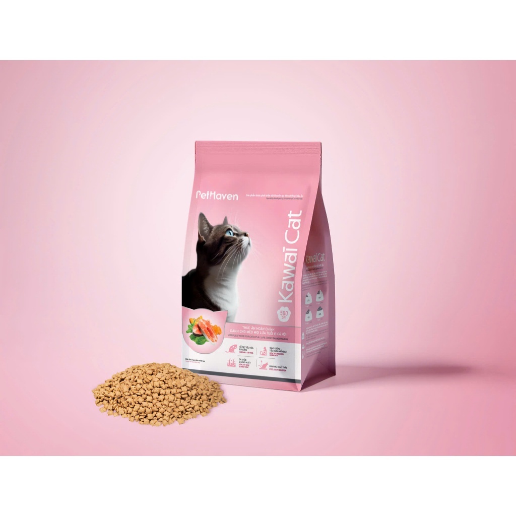 Hạt Cho Mèo Kawai Cat 1.5kg Vị Cá Hồi, Hỗ Trợ Giúp Hệ Tiêu Hóa Tiết Niệu Khỏe Mạnh, Giảm Búi Lông