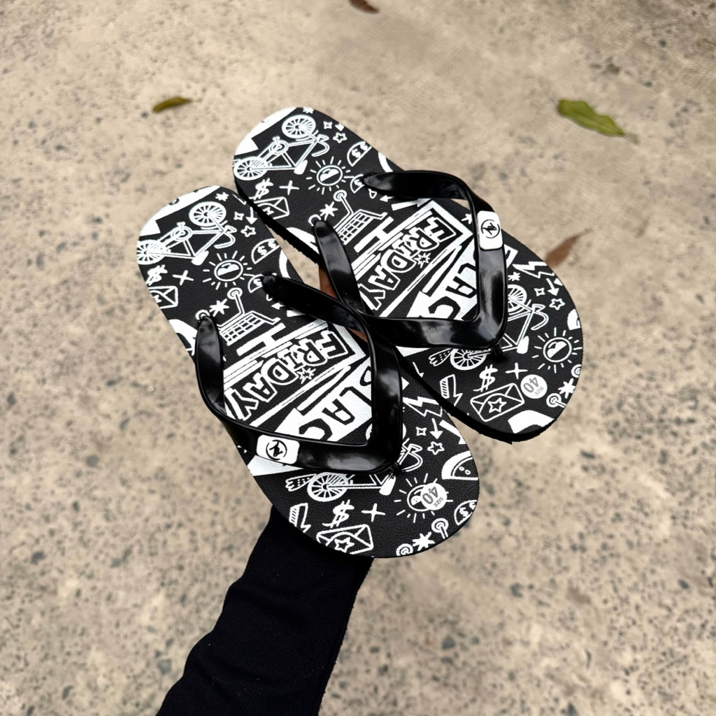 Dép xỏ ngón, Dép tông nam, Dép kẹp nam đế cao su cứng mặt dép in hoạ tiết BLACK - RD siêu hot