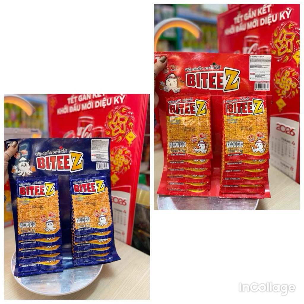 Lốc 12 gói mực BITEEZ 4.5g vị cay, ngọt date 11/2026 | Shopee Việt Nam