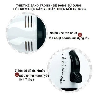Máy Đánh Trứng Cầm Tay YATASMART 7 Tốc Độ 180W Tặng 4 Đầu Khuấy Êm Ái, Máy Đánh Bơ Kem Đa Năng Tiện Dụng