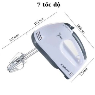 Máy Đánh Trứng Cầm Tay YATASMART 7 Tốc Độ 180W Tặng 4 Đầu Khuấy Êm Ái, Máy Đánh Bơ Kem Đa Năng Tiện Dụng