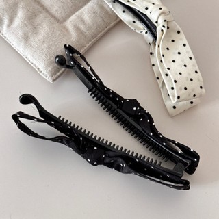 Satin Nơ Chuối Kẹp Nữ Đuôi Ngựa Kẹp Tóc Phụ Kiện Tóc họa tiết chấm bi OKT_0004