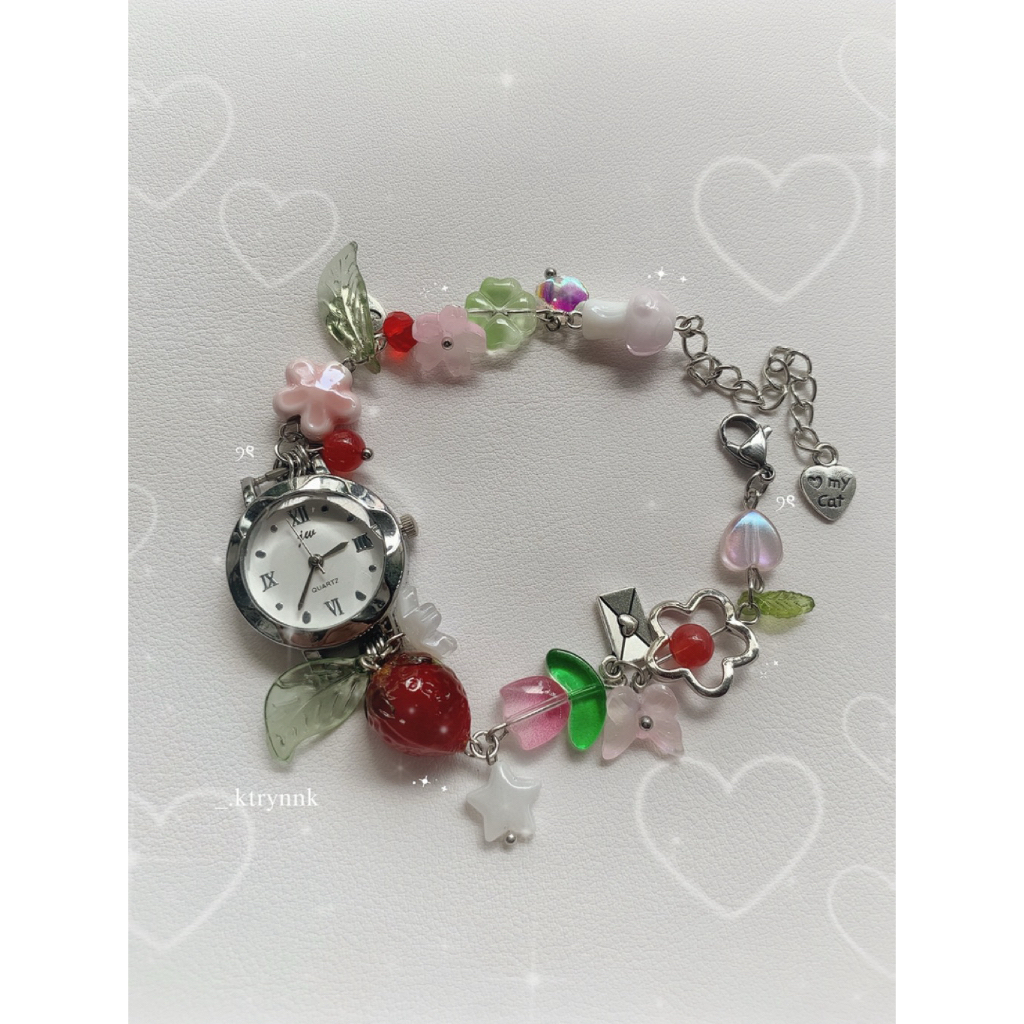 𝗛𝗔𝗡𝗗𝗠𝗔𝗗𝗘 | Đồng hồ custom kim loại xinh yêu, mix hạt cho các nàng | _.ktrynnk