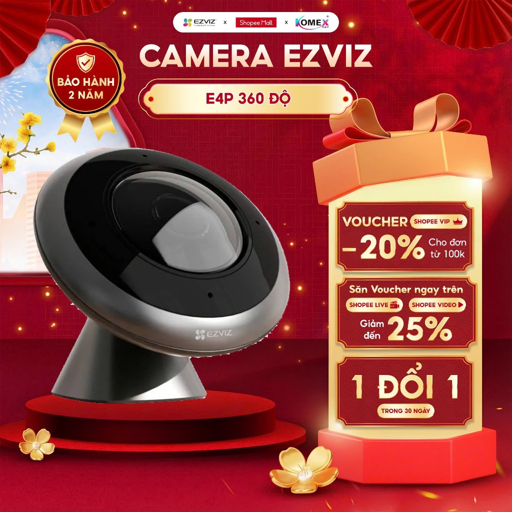 [Góc Nhìn 360] Camera IP Wifi Mắt Cá Ezviz E4P 6MP Toàn Cảnh 360 Độ Phân Giải 3K+, Đế Nam Châm | BigBuy360 - bigbuy360.vn
