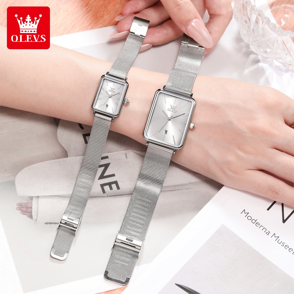 OLEVS Đồng hồ Cặp Chính hãng dây đeo bằng thép không có chống thấm chức năng phát sáng lịch 3692