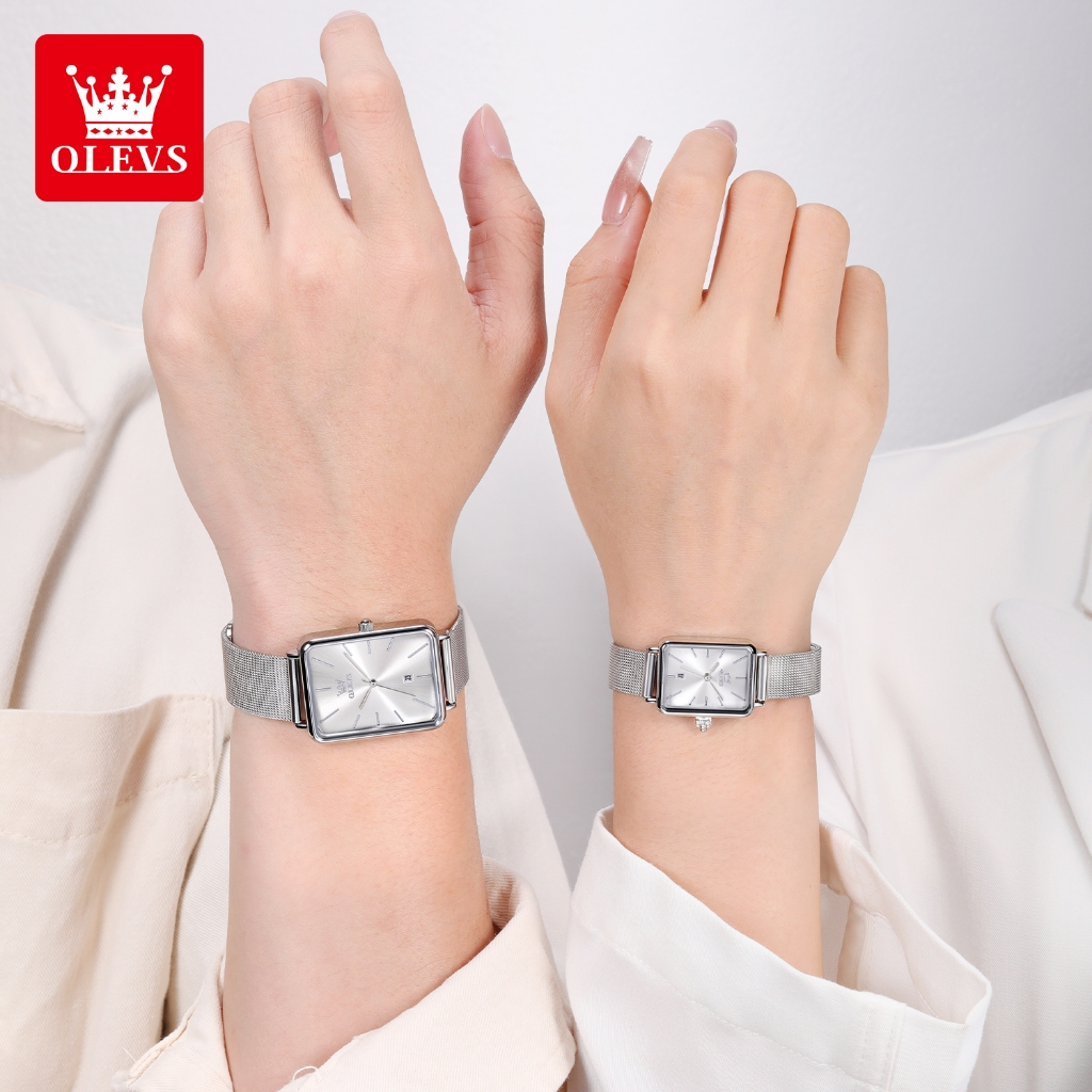 OLEVS Đồng hồ Cặp Chính hãng dây đeo bằng thép không có chống thấm chức năng phát sáng lịch 3692