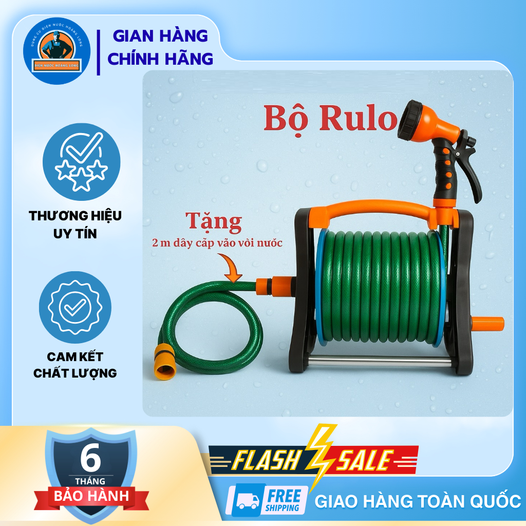 Bộ Rulo Cuộn Dây Tưới Cây Ống 17mm – Béc Xịt Điều Chỉnh 8 Chế Độ – Tiện ...