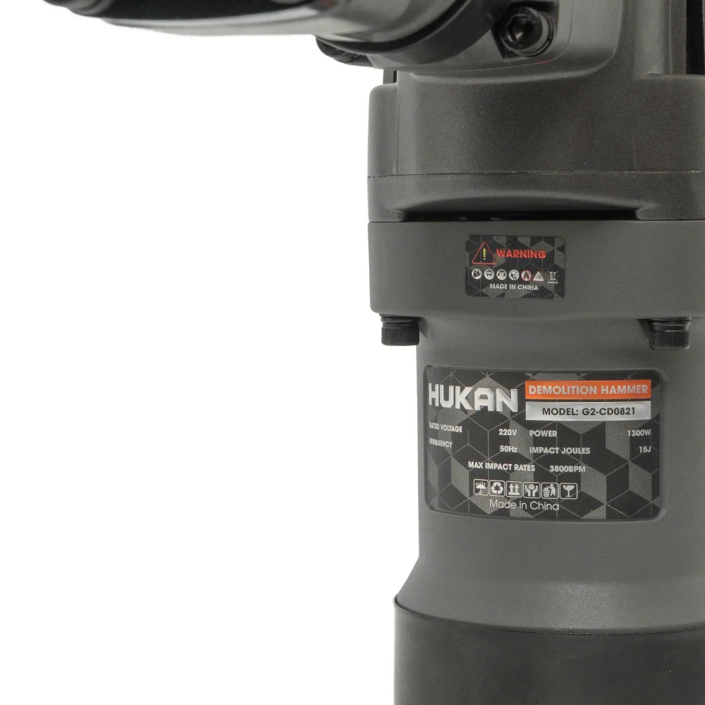 Máy đục bê tông HUKAN G2-CD0821, Công Suất 1300W, Tốc độ đập 3800BPM - Lực Búa 15J , Tặng 2 Mũi+Mỡ