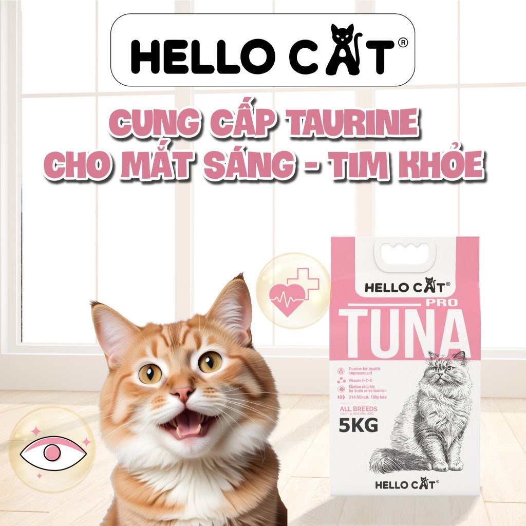 Hạt Cho Mèo Hello Cat Tuna Vị Cá Ngừ Túi 5kg – Hạt Dinh Dưỡng Cho Mèo Mọi Lứa Tuổi