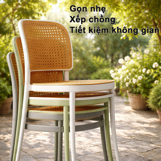 KUKA Ghế sân vườn ngoài trời Ghế mây ban công Chịu lực 200kg Chống uv Phong cách kiểu pháp