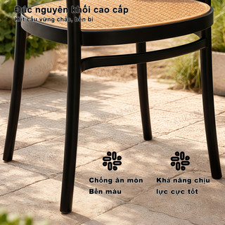 KUKA Ghế sân vườn ngoài trời Ghế mây ban công Chịu lực 200kg Chống uv Phong cách kiểu pháp