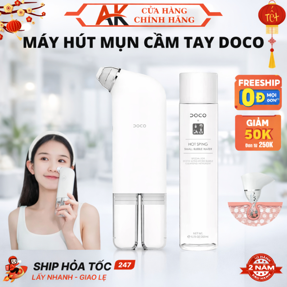Máy Hút Mụn DOCO Đa Năng Thế Hệ Mới Nhỏ Gọn, 3 Chế Độ Hút Làm Sạch, Bảo Hành 2 Năm