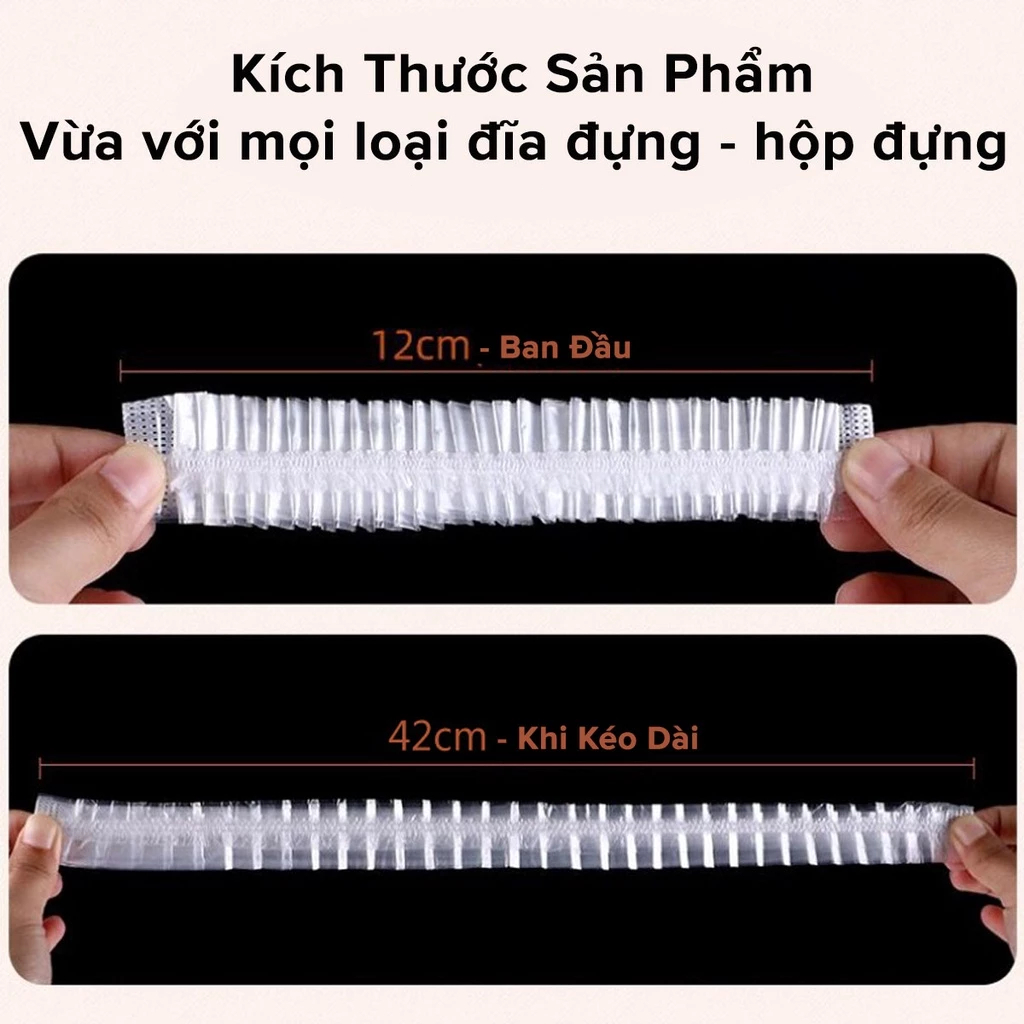Túi Màng bọc thực phẩm set 100 chiếc Chất liệu PE có chun, Túi gấu bọc đồ ăn thực phẩm có thể tái sử đụng
