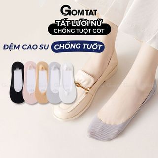 Tất vớ lười nữ GOMTAT chất liệu cotton trơn sọc gân, có đệm cao su chống tuột gót - BUB-KOL-1302