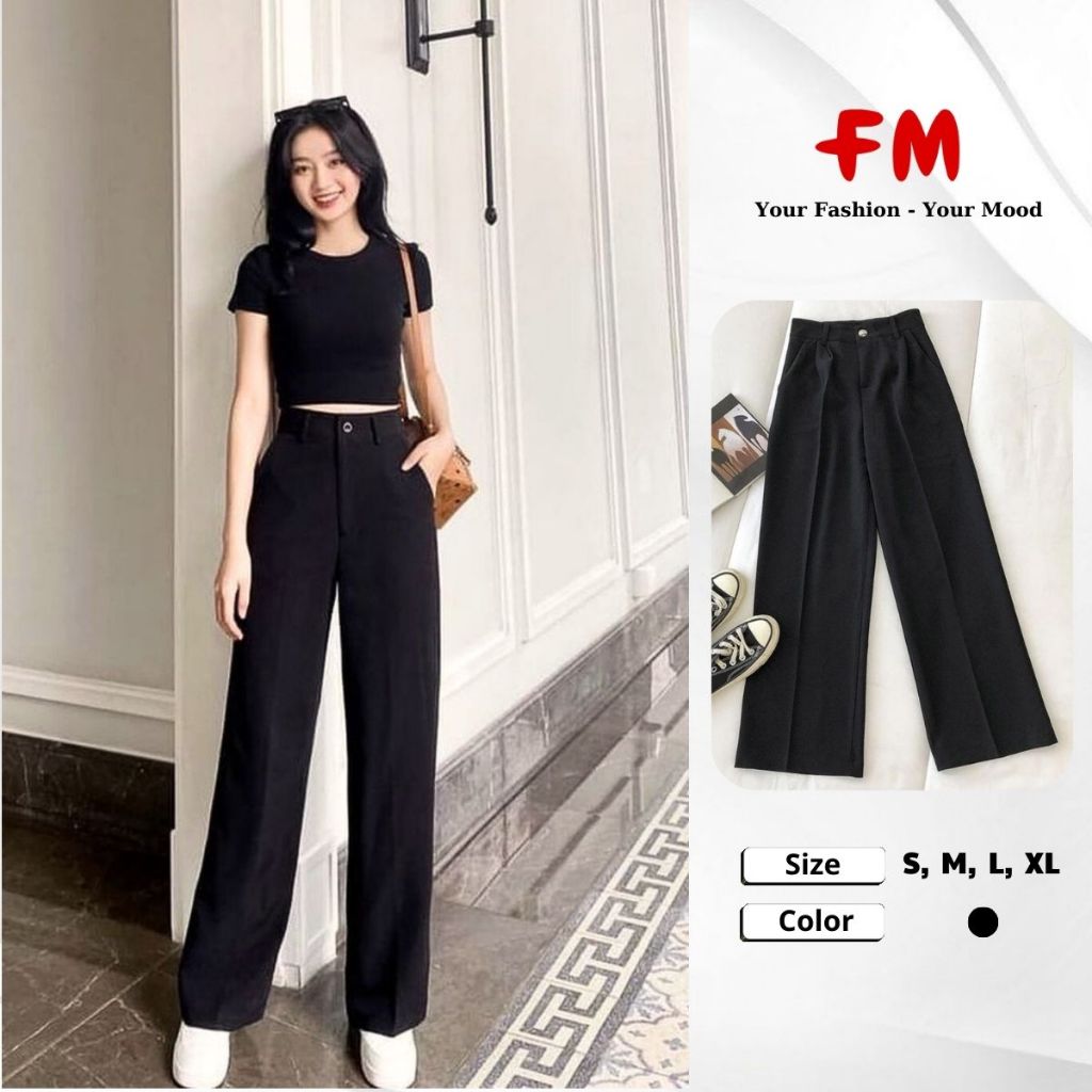 Quần Tây Ống Suông Lưng Cao Nữ FMSTYLE Shop - Tuyết Mưa Cao Cấp, Tôn Dáng Chuẩn Công Sở  26041334