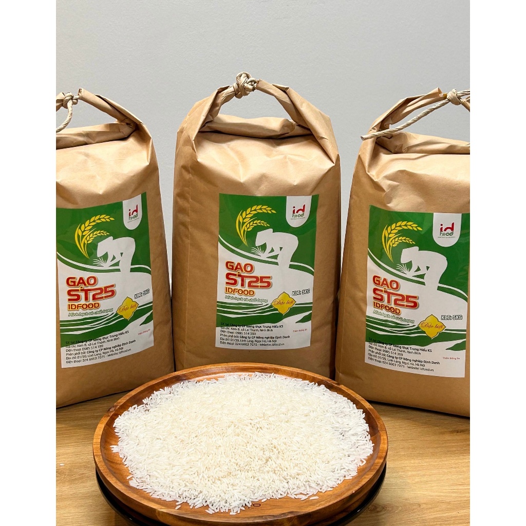 Gạo ST25 đặc biệt, gạo bao bì thân thiện môi trường, gạo túi giấy Kraft, mua gạo ST25 chính hãng