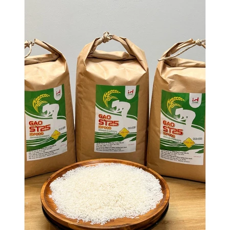 Gạo ST25 đặc biệt, gạo bao bì thân thiện môi trường, gạo túi giấy Kraft, mua gạo ST25 chính hãng