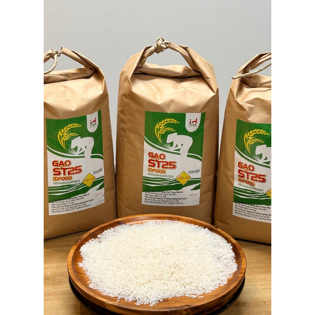 Gạo ST25 đặc biệt, gạo bao bì thân thiện môi trường, gạo túi giấy Kraft, mua gạo ST25 chính hãng