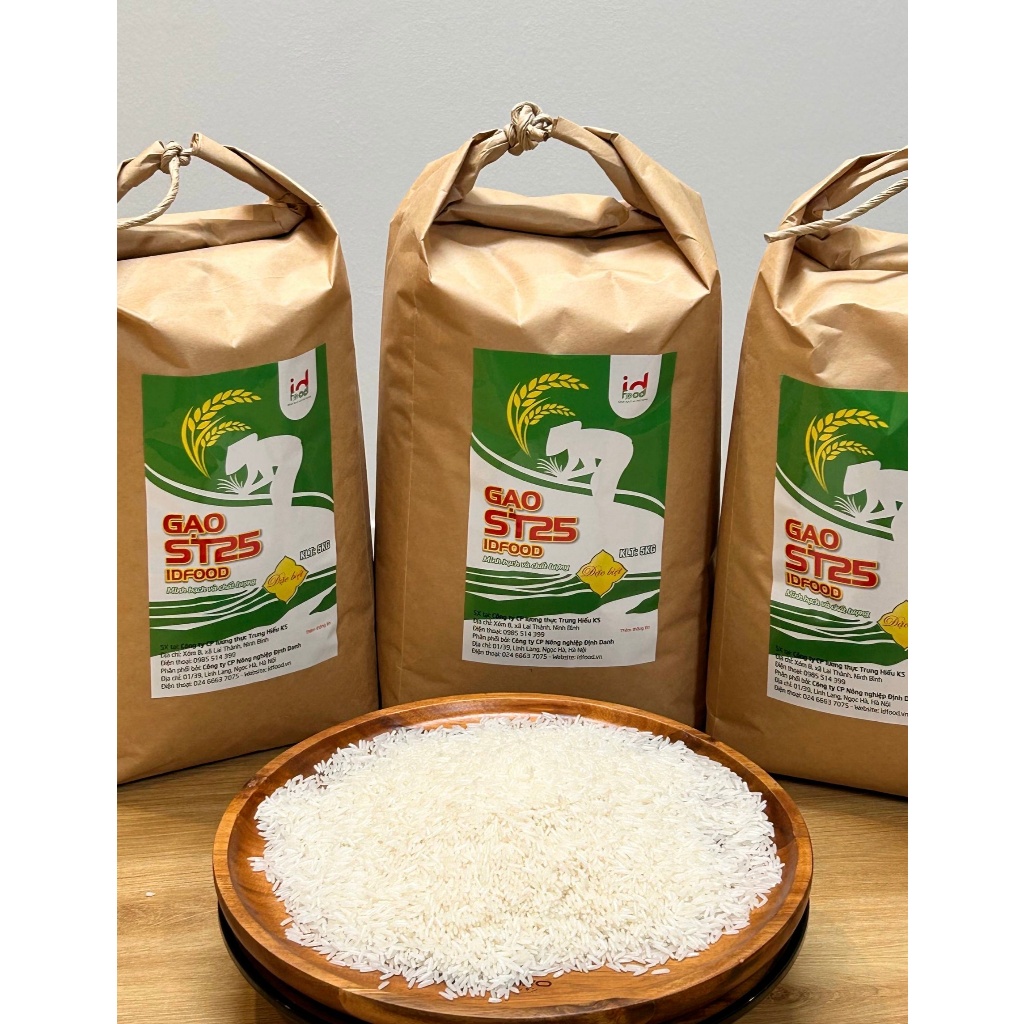 Gạo ST25 đặc biệt, gạo bao bì thân thiện môi trường, gạo túi giấy Kraft, mua gạo ST25 chính hãng