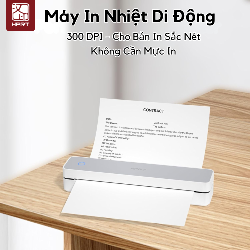 Máy In Nhiệt Di Động HPRT MT610 Pro Khổ A4 Bluetooth 5.0 300 DPI Lưu bản in 3 năm Khổ in đa dạng