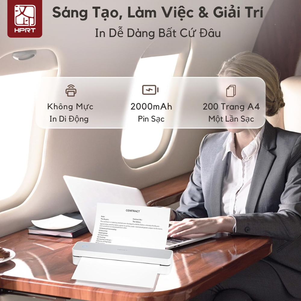Máy In Nhiệt Di Động HPRT MT610 Pro Khổ A4 Bluetooth 5.0 300 DPI Lưu bản in 3 năm Khổ in đa dạng