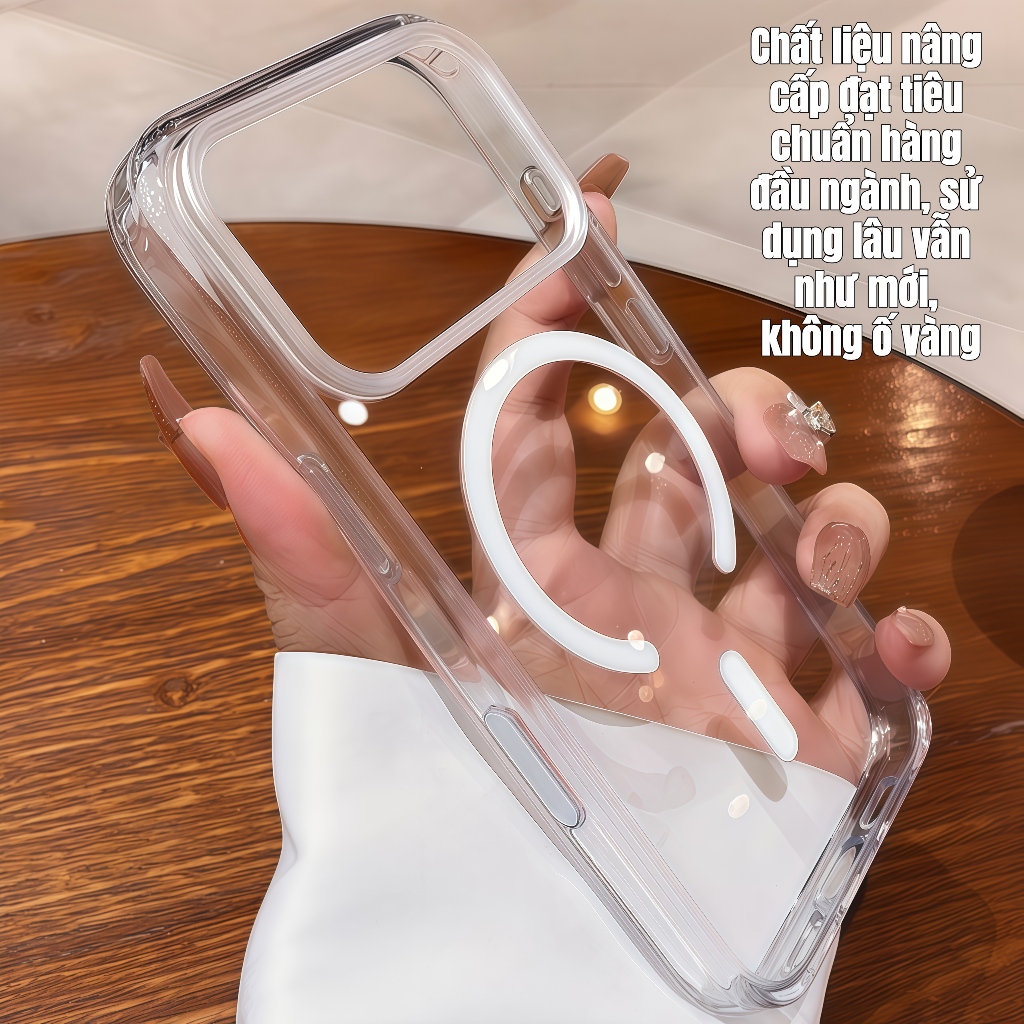 Ốp điện thoại Từ Tính trong suốt Lì Sanptoch  Dành cho Phone 17,16, Viền TPU Mềm, Ốp lưng cứng