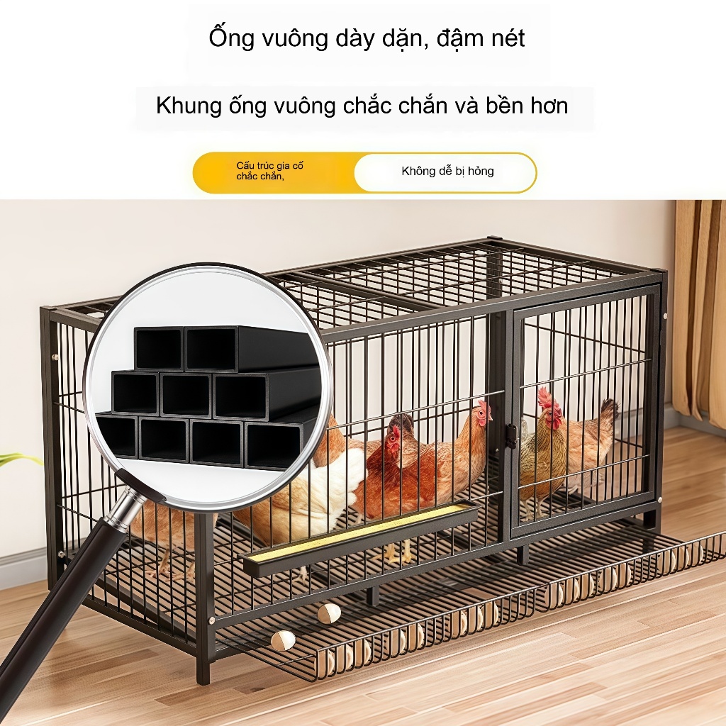 Lồng gà đường vuông dày dặn bền bồ với nắp mở dễ sử dụng không gian lớn dành cho gia đình và