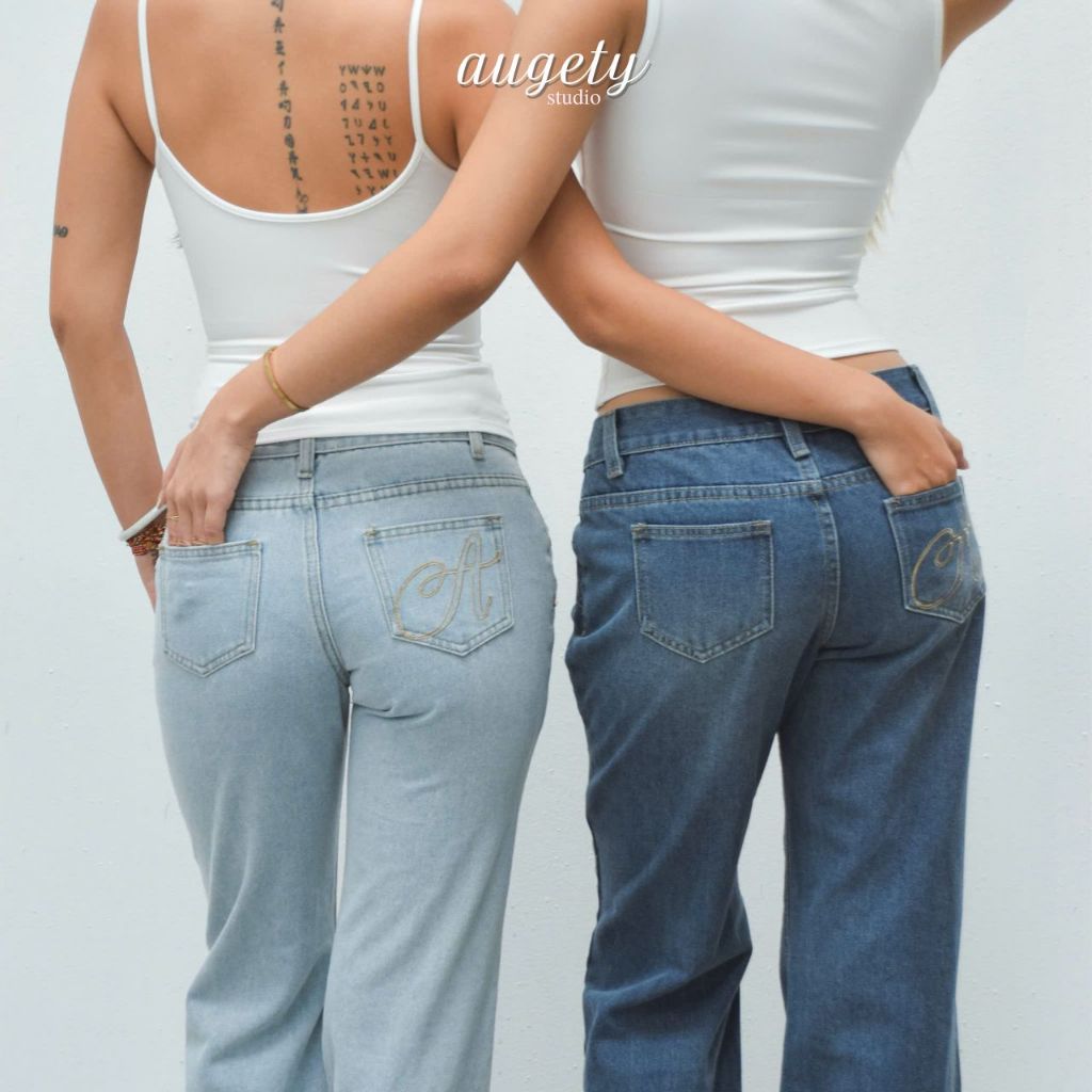 Quần Jeans Cạp Trễ Ống Loe Augety Studio CICI JEANS