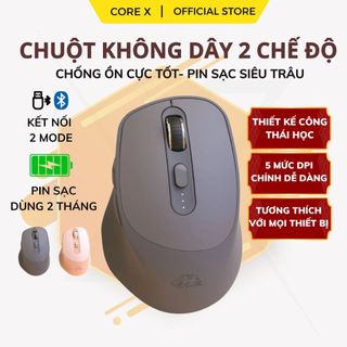 Chuột Không Dây Máy Tính Bluetooth X7 Wireless Pin Sạc Kết Nối 2 Chế Độ Cho Mọi Thiết Bị Máy Tính, LaptopChuột Không Dây