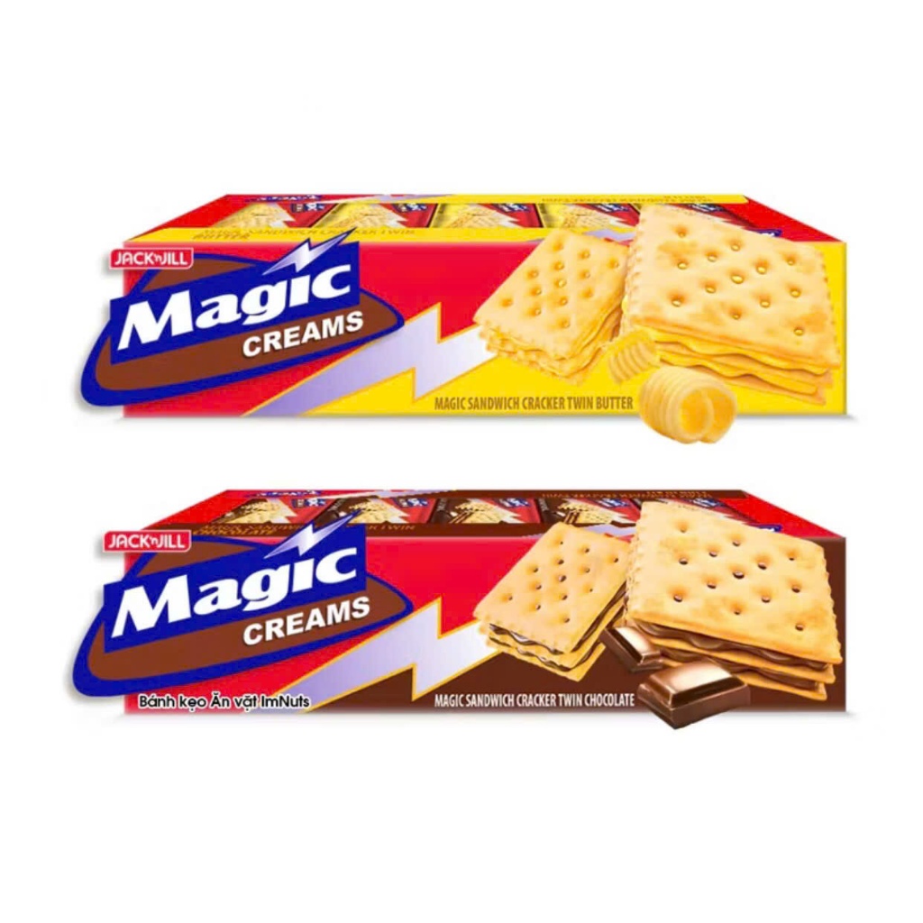 2 Hộp Bánh Quy Mặn Giòn kẹp 2 Lớp Kem Magic Cracker Twin vị Bơ và ...