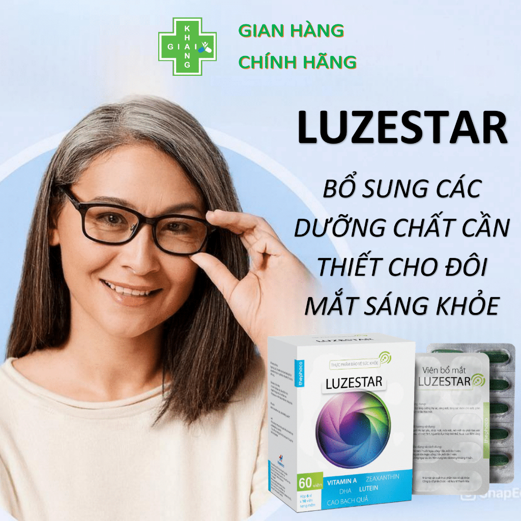 Viên uống bổ mắt giúp hạn chế mờ mắt, làm chậm quá trình thoái hóa võng mạc Luzestar (Hộp 60 viên)